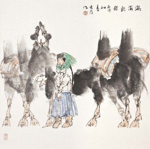 1-劉大為：瀚海駝鈴（中國畫）68X68，2006年作