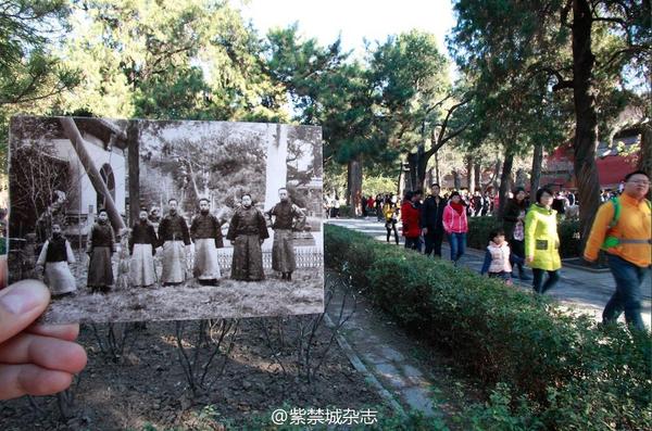 1924年，溥儀、潤良、毓崇、溥杰、潤麒等人在御花園。