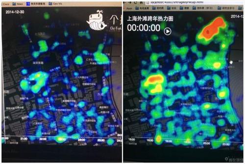 上海外灘跨年熱力圖對比
