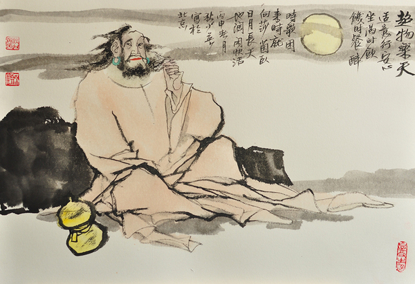 3、《超物樂天》，狄少英，45x65cm，紙本設色，2016