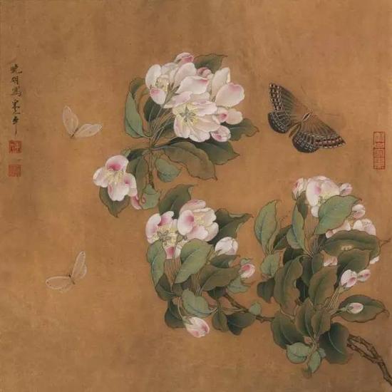 《海棠蛺蝶圖頁》 宋 絹本設(shè)色 縱25cm，橫24.5cm