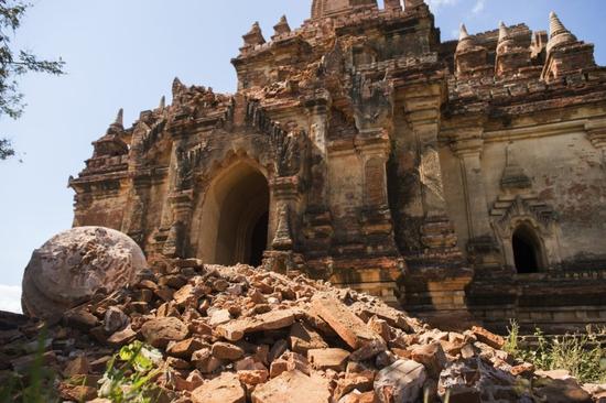 受損的Myauk Guni神廟。圖片：YE AUNG THU AFP Getty Images