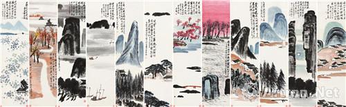 附圖21、齊白石 1925年作 山水 12屏條