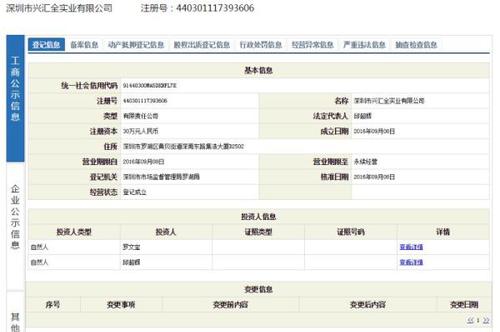 工商資料顯示，深圳市興匯全實(shí)業(yè)有限公司的經(jīng)營范圍包括，投資興辦實(shí)業(yè)（具體項(xiàng)目另行申報(bào)）；建筑材料、建筑設(shè)備、五金制品、機(jī)電制品、配電箱、電子產(chǎn)品、服裝、鞋帽的購銷；建筑設(shè)備、腳手架的租賃；信息咨詢（不含限制項(xiàng)目）；國內(nèi)貿(mào)易，從事貨物及技術(shù)的進(jìn)出口業(yè)務(wù)等。