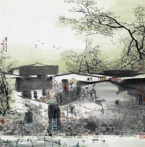 劉懋善  水鄉風情（二） 68cm×68cm