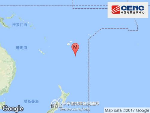 斐濟群島以南發生6.9級地震震源深度400千米