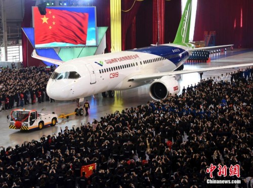 資料圖：中國自主研制的C919大型客機。<a target='_blank' href='http://www.chinanews.com/'>中新社</a>記者 孫自法 攝