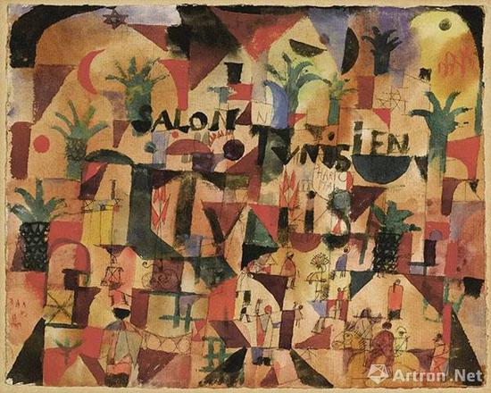 保羅·克利 (Paul Klee)《突尼西亞沙龍(突尼斯大道的交通)》 1918年作