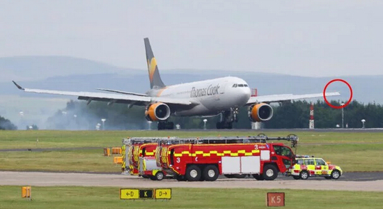 英國飛古巴客機中途返航 飛機左側部分機翼脫落