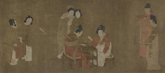 佛利爾美術(shù)館藏《內(nèi)人雙陸圖》，仿周昉風(fēng)格