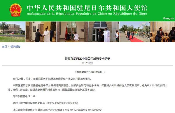 圖片來源：中國駐尼日爾大使館網站。
