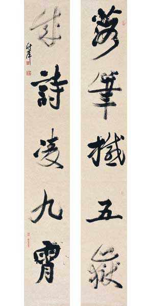 落筆成詩(shī)聯(lián) 240×35厘米 2010年 胡秋萍