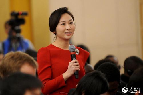 中國國際電視臺記者提問 人民網記者 郝勇 攝