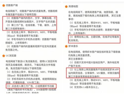 某定向流量卡設定了種種要求，用戶難以做到不使用套餐外流量。APP截圖