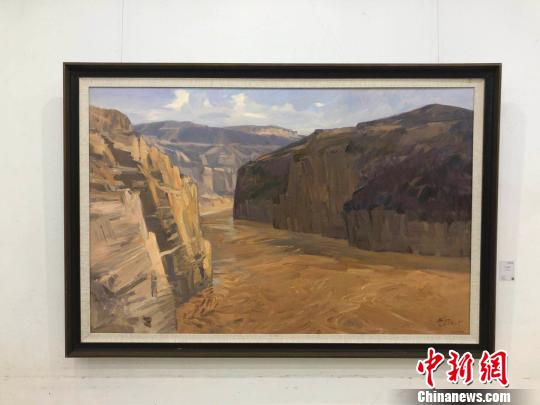 圖為中央美術學院院長范迪安的作品《石門西照》。　李庭耀 攝