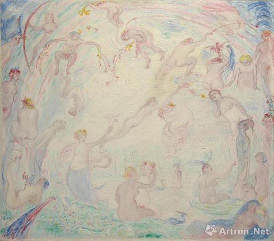 拍品編號121 詹姆斯·恩索爾 （1860-1949） 《婀娜多姿的紐墨菲》