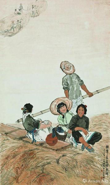 金志遠徐孅1962年合作《歌聲蕩漾稻船歸》，中國美術館藏