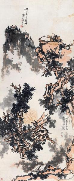 潘天壽 《無限風光》  癸卯（1963年）作  設色紙本 立軸   358.5×150 cm