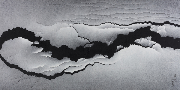 仇德樹，裂變 - 太和，122×244cm，宣紙、丙烯、畫布，2008