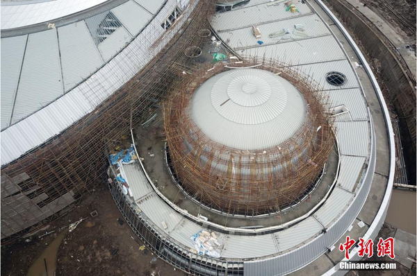 天文館在建的球幕影院。張亨偉 攝