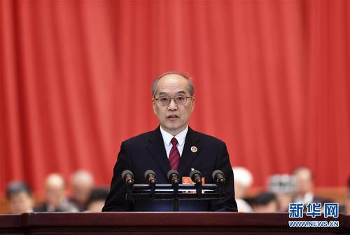 最高人民檢察院檢察長張軍作最高人民檢察院工作報告。 新華社記者 燕雁 攝