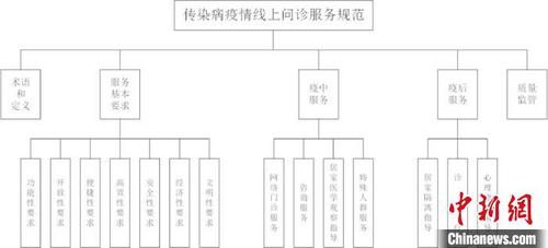 圖為《傳染病疫情線上問(wèn)診服務(wù)規(guī)范》確立的標(biāo)準(zhǔn)框架。浙江省市場(chǎng)監(jiān)管局供圖